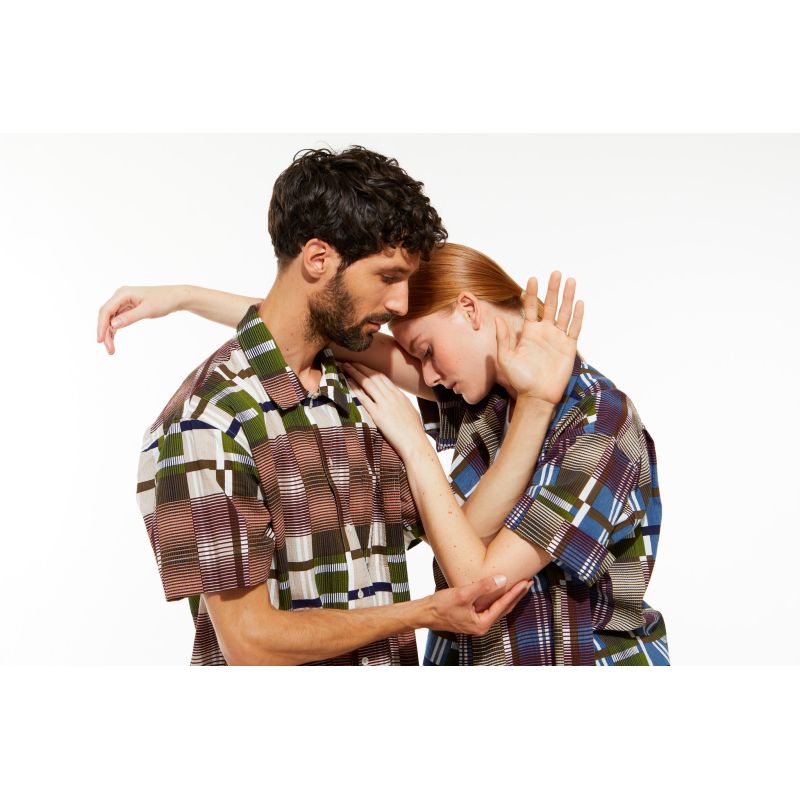 Chemise Delhi Orage Bleu Gris