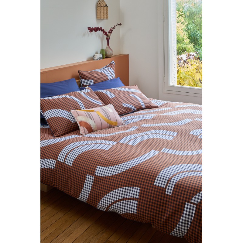 Housse de couette Vichy Ocre