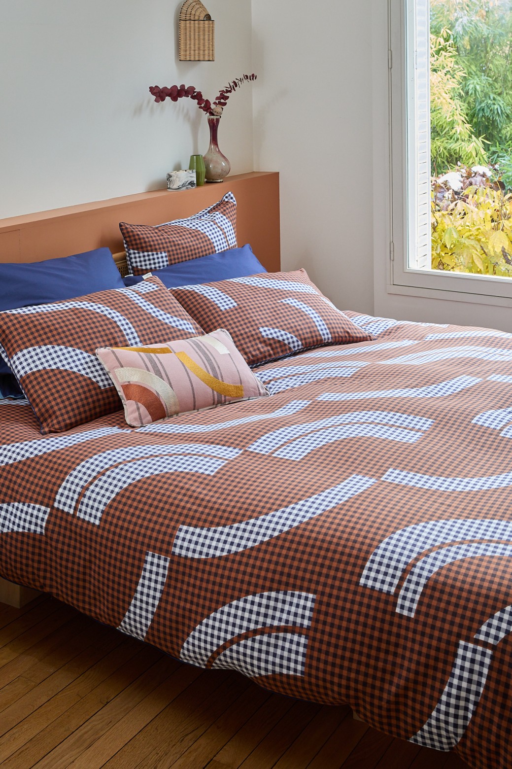 Housse de couette Vichy Ocre