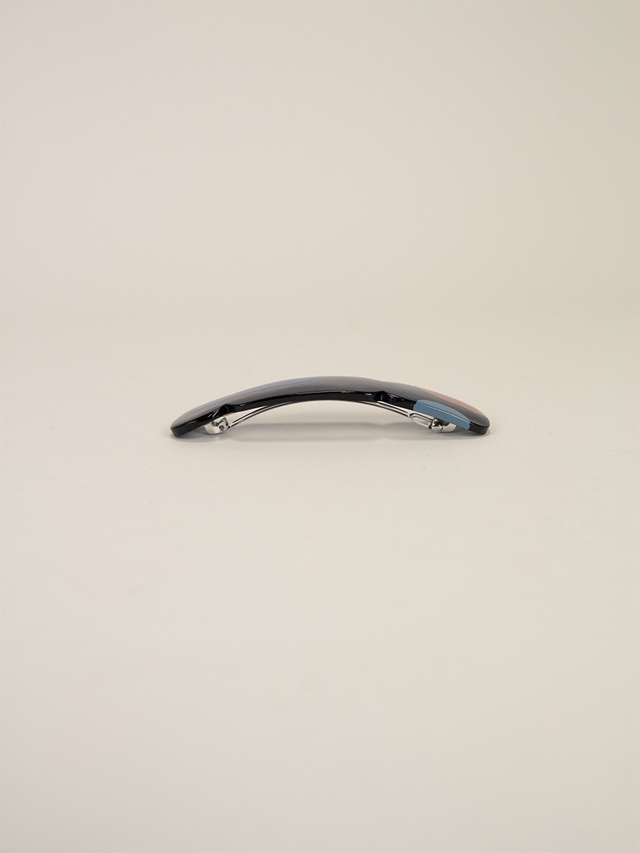 Barrette Nymphe en corne noire et laque Bleu
