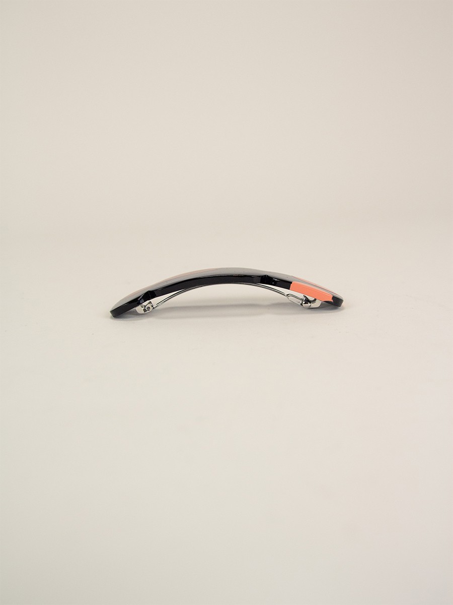 Barrette Nymphe en corne noire et  laque Roux