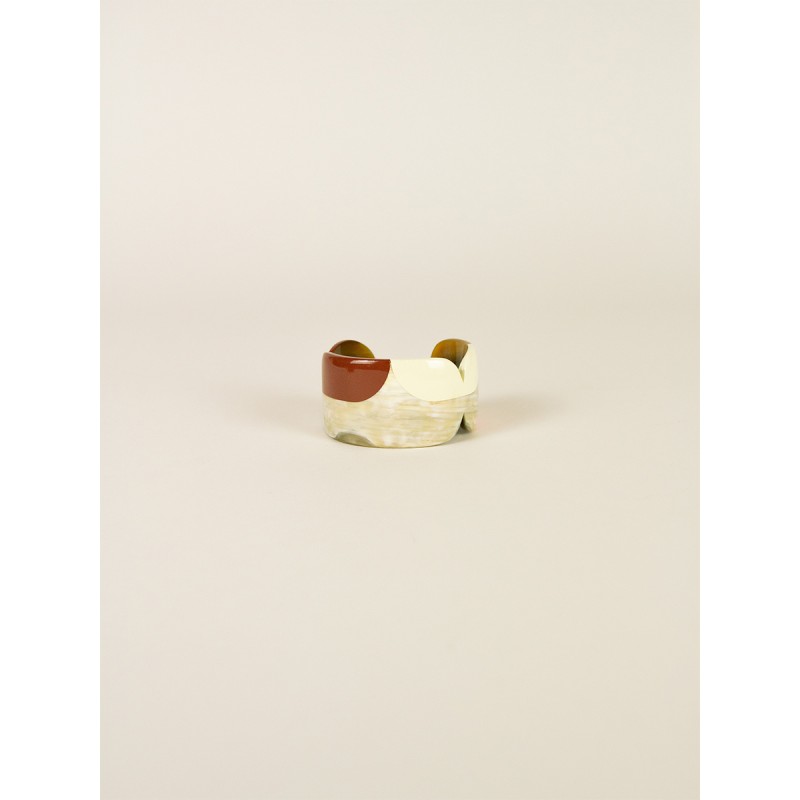 Manchette Nymphe en corne blonde et laque Bordeaux, taille S