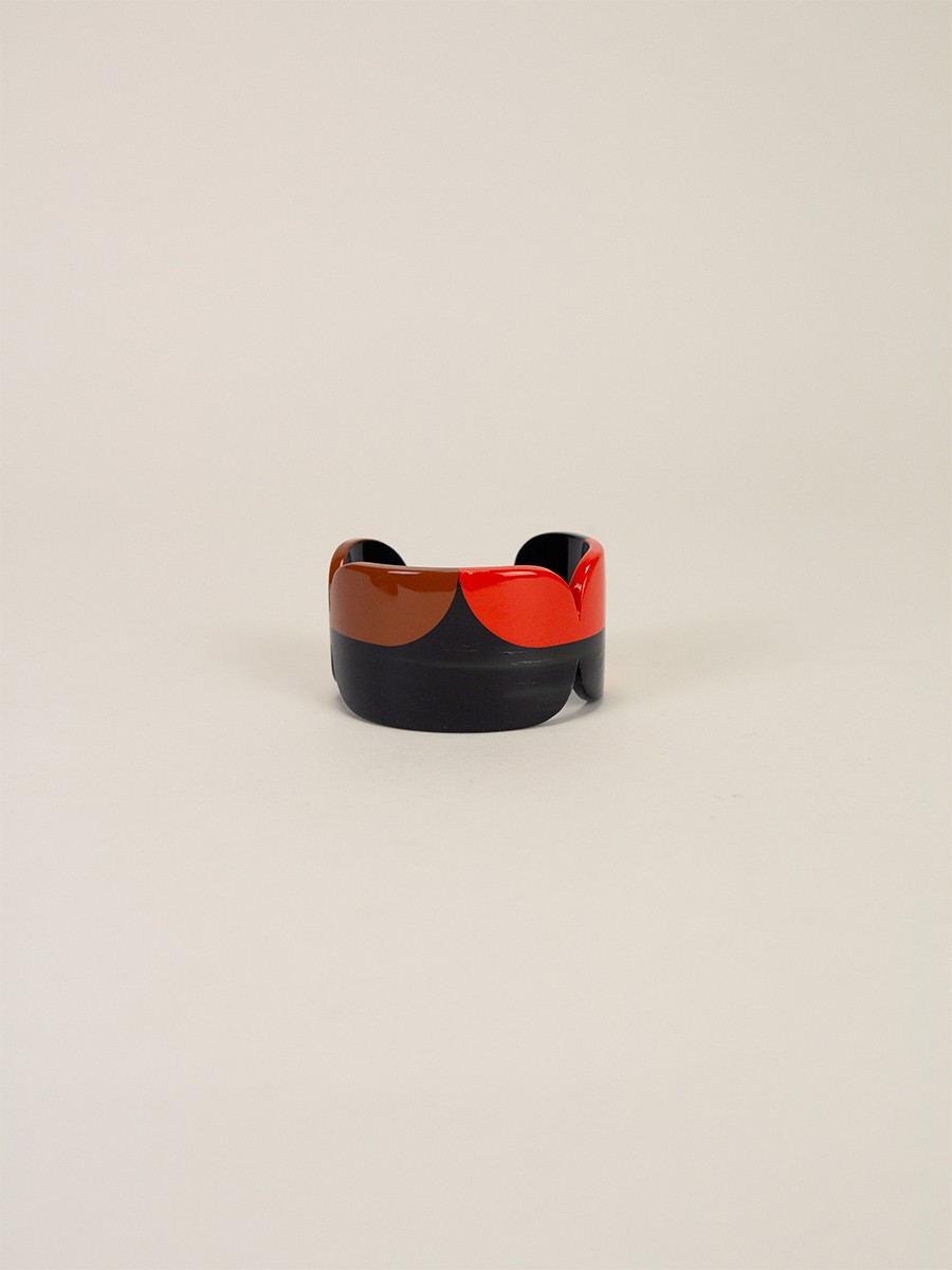Manchette Nymphe en corne noire et  laque Roux taille S