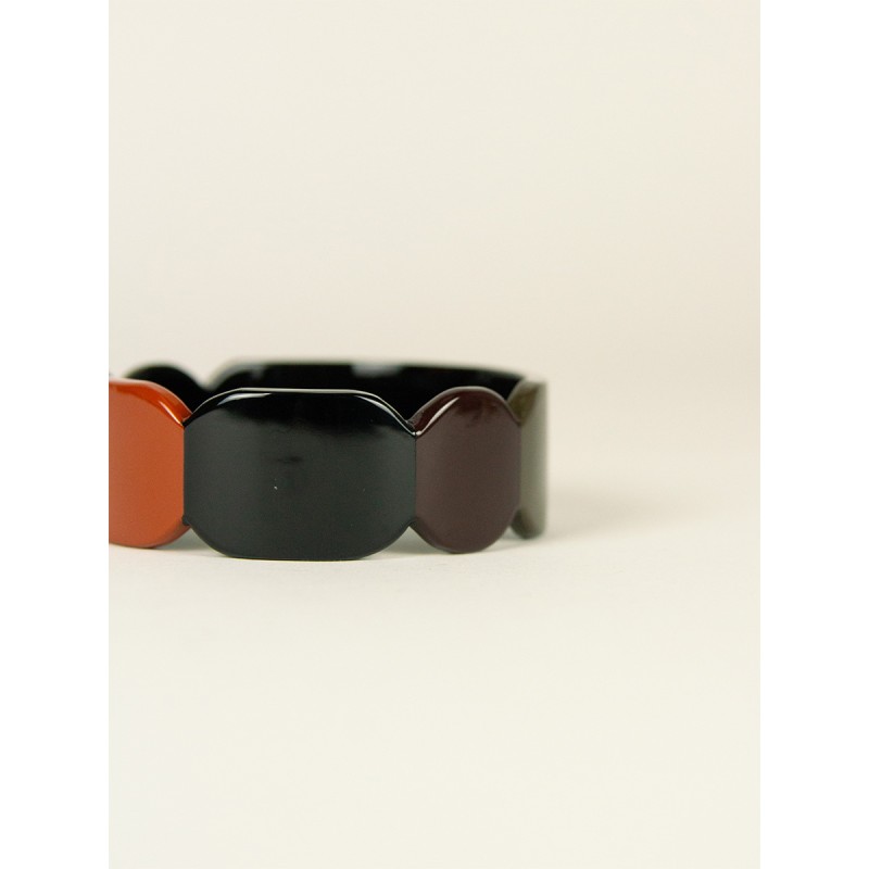Bracelet 25 Totem en corne noire et laque Kaki taille S