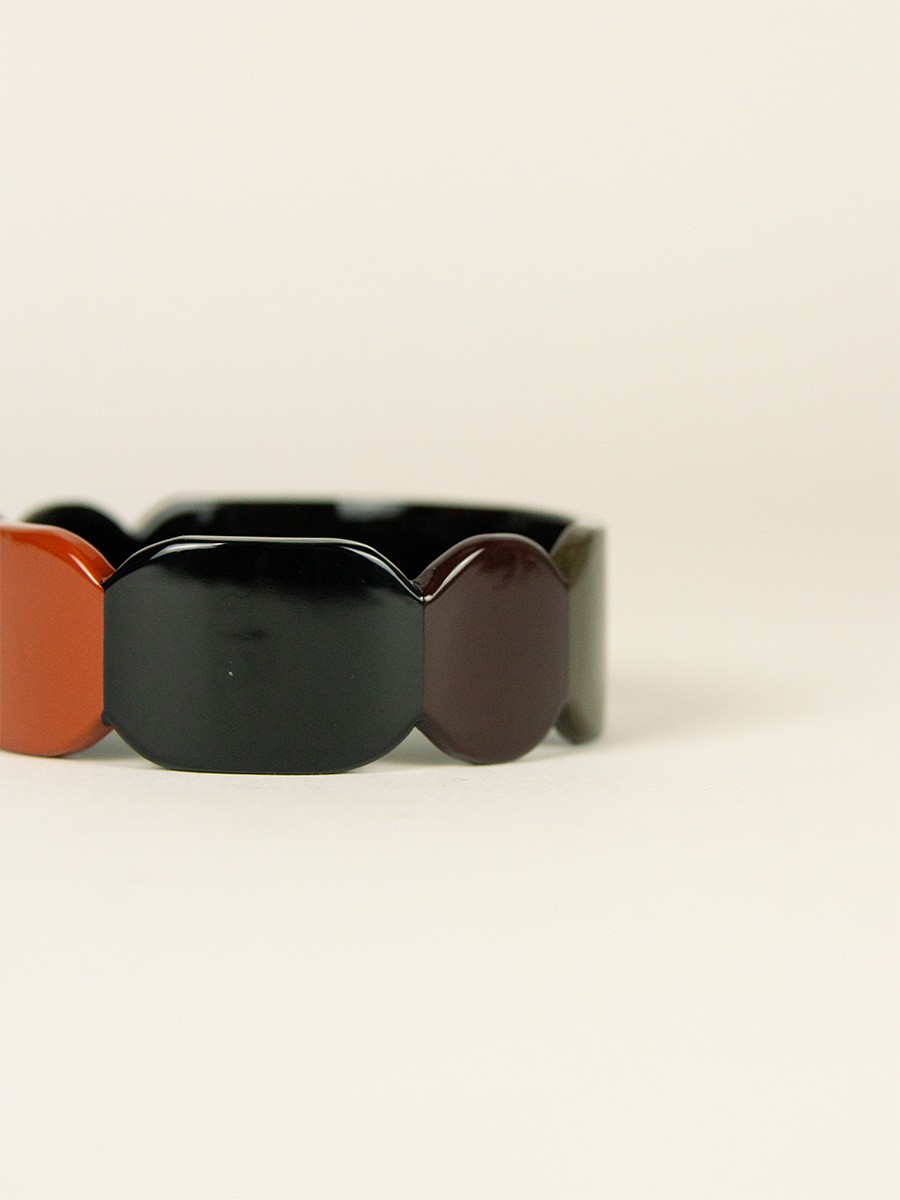Bracelet 25 Totem en corne noire et laque Kaki taille S