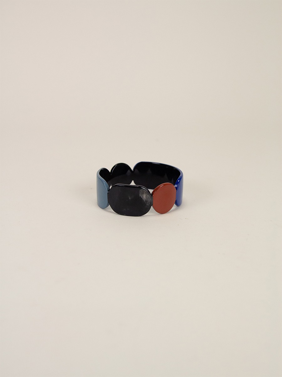 Bracelet 25 Totem en corne noire et  laque Bleu taille S