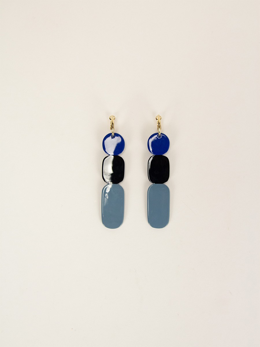 Créoles 85 Totem en corne noire et  laque Bleu