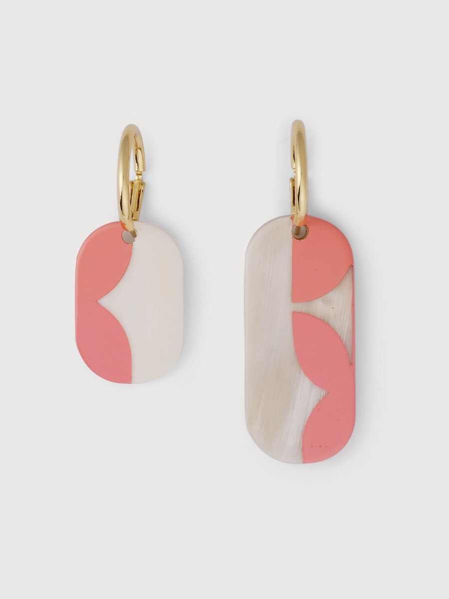 Mini Créoles Nymphe en corne blonde et laque Bordeaux