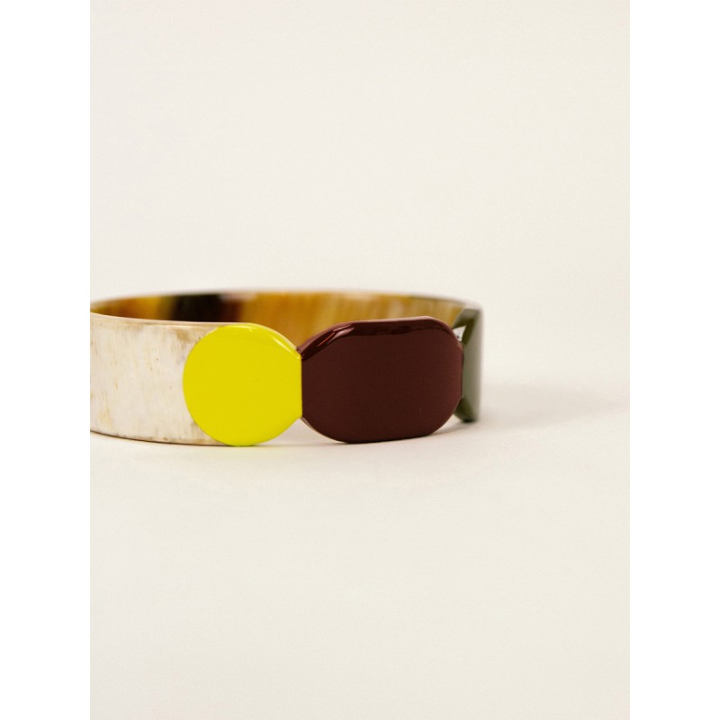 Bracelet 20 Totem en corne blonde et laque Lime taille S