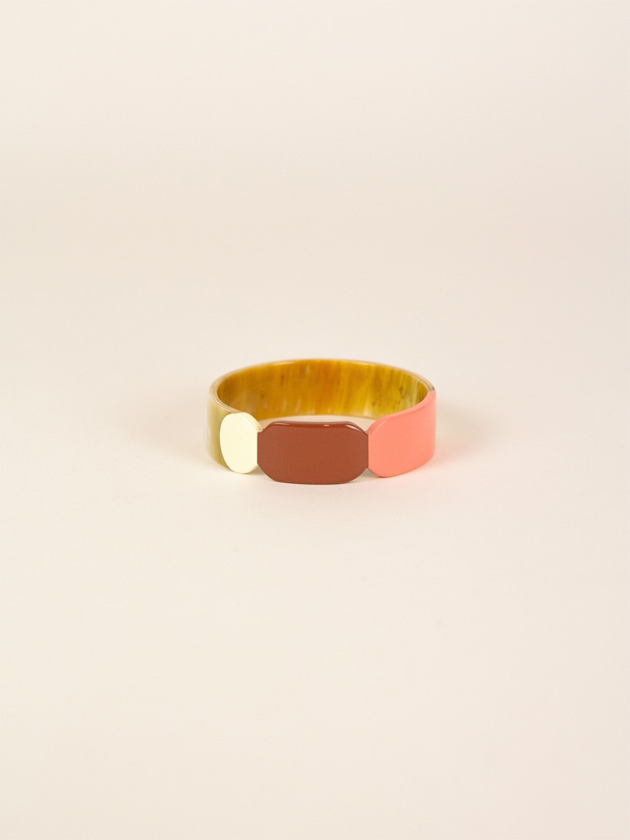 Bracelet 20 Totem en corne blonde et laque Bordeaux taille S