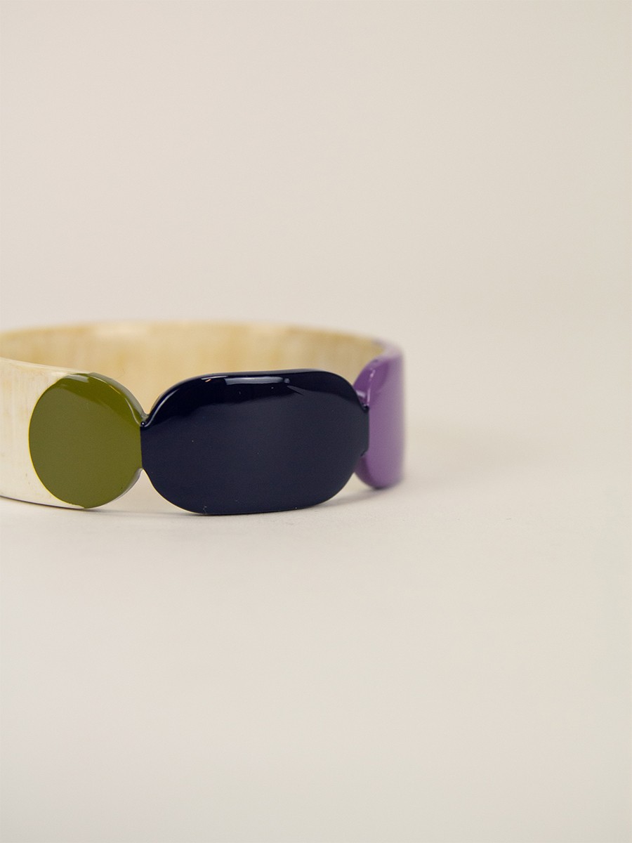 Bracelet 20 Totem en corne blonde et  laque Parme taille S