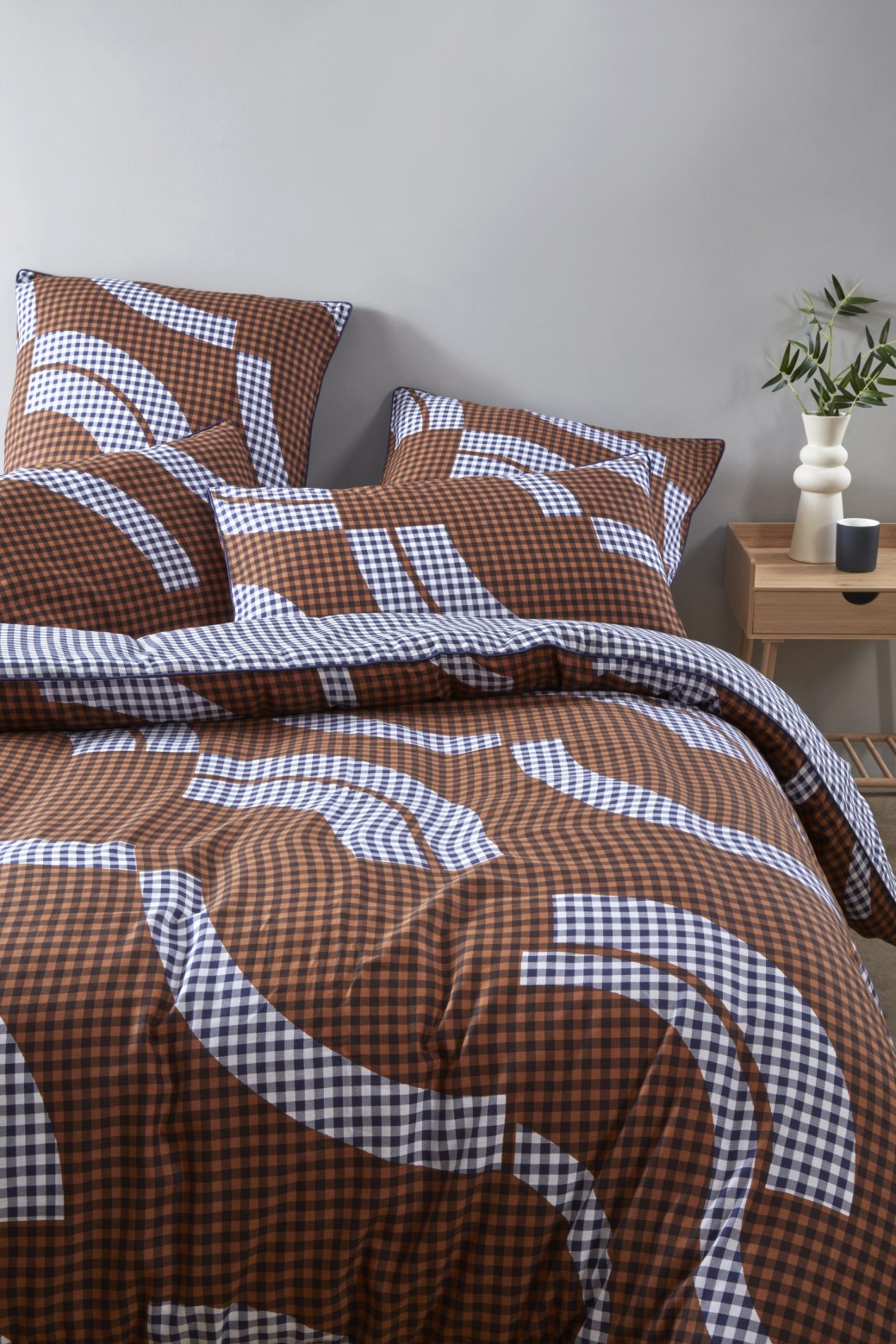 Housse de coussin Vichy Ocre  50x75