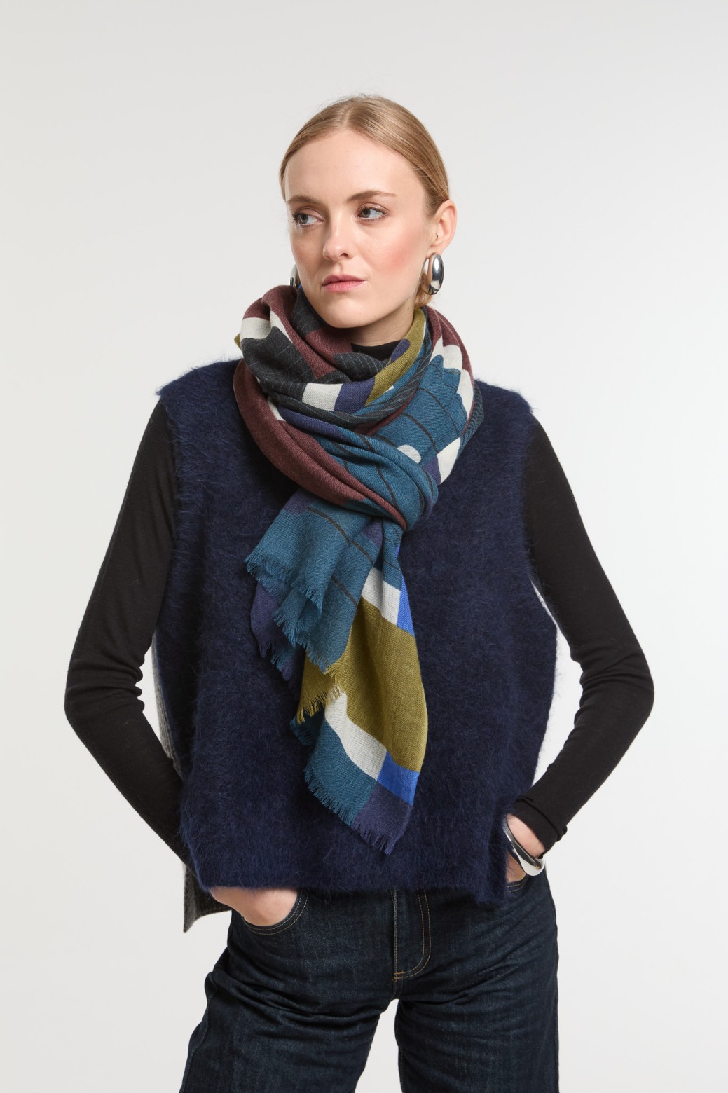 Foulard Petra Bleu Coupe Fluide | Mapoésie Paris