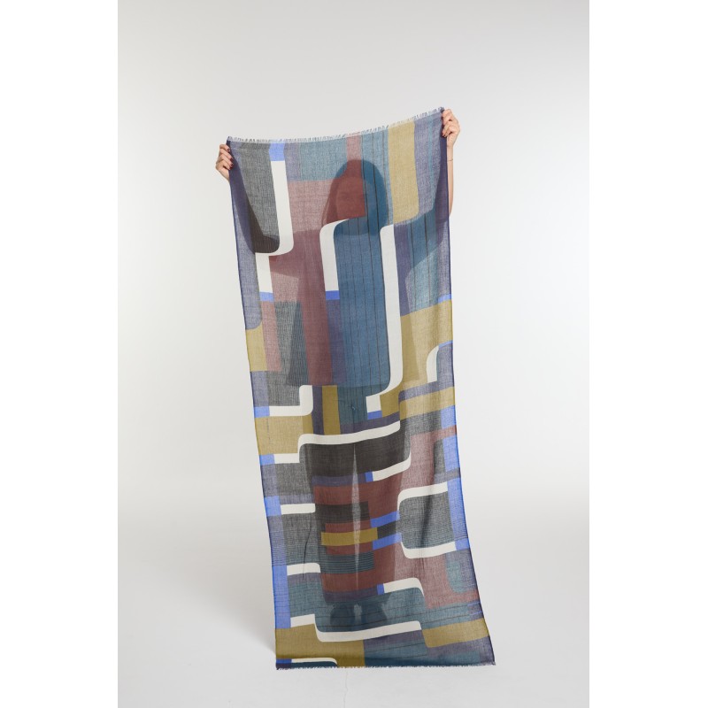 Foulard Petra Bleu Coupe Fluide | Mapoésie Paris