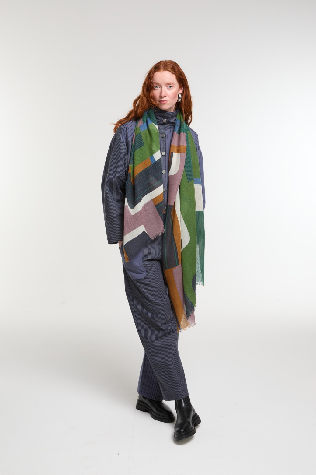 Foulard Petra Vert Imprimé Chic | Mapoésie Paris