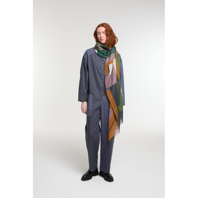 Foulard Petra Vert Imprimé Chic | Mapoésie Paris