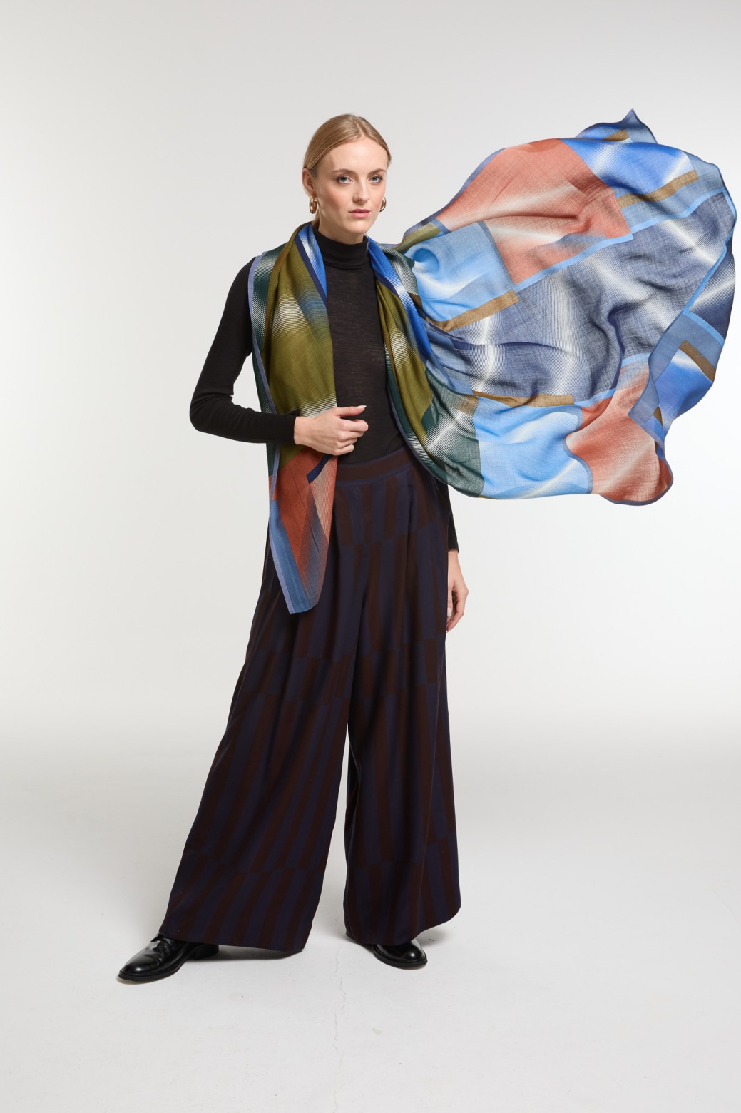 Foulard Mystique Bleu Vert Graphique | Mapoésie Paris