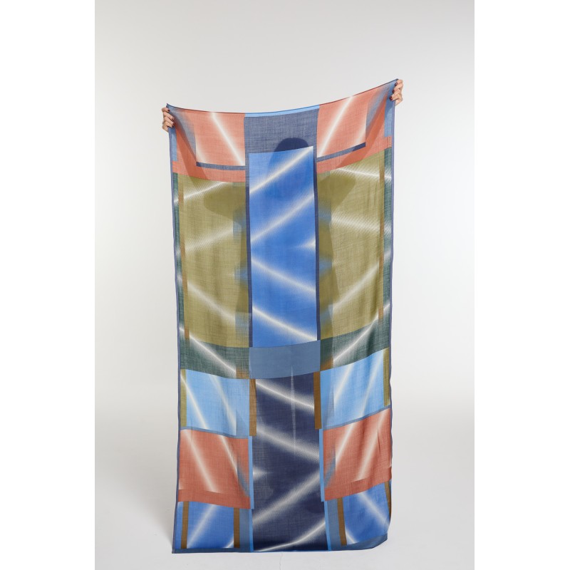 Foulard Mystique Bleu Vert Graphique | Mapoésie Paris