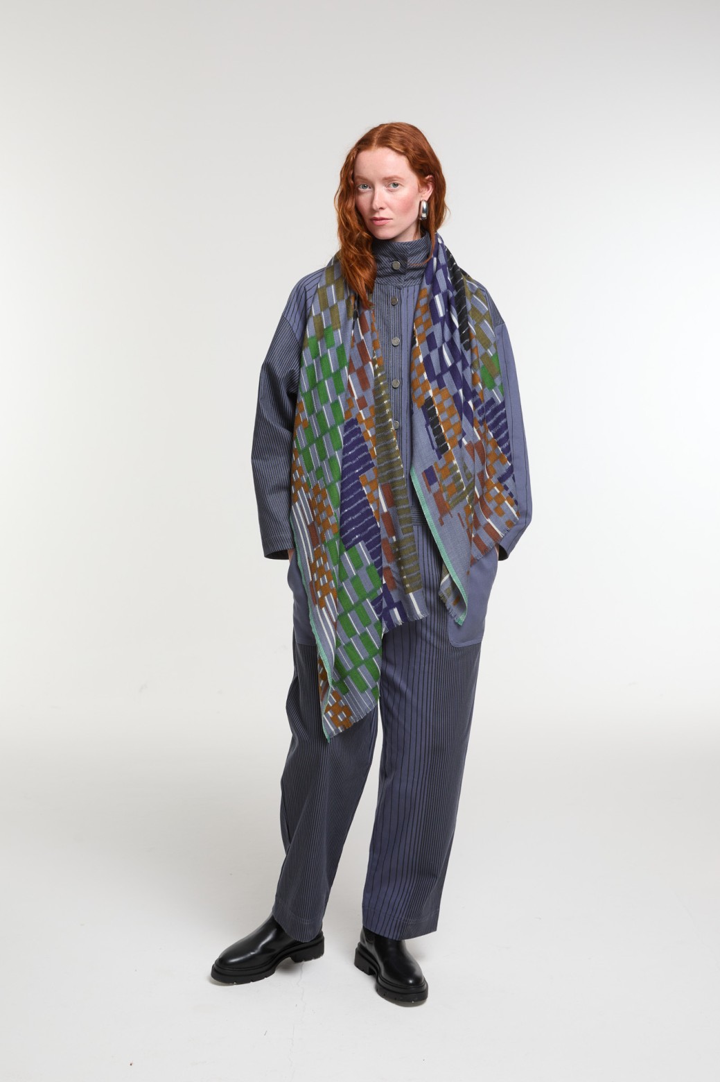 Foulard Saccade Gris Bleu Tendance | Mapoésie Paris