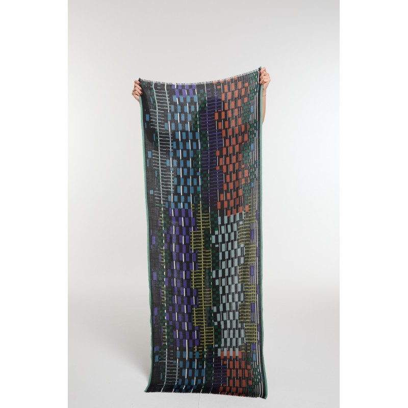 Foulard Saccade Noir Bleu Profond | Mapoésie Paris