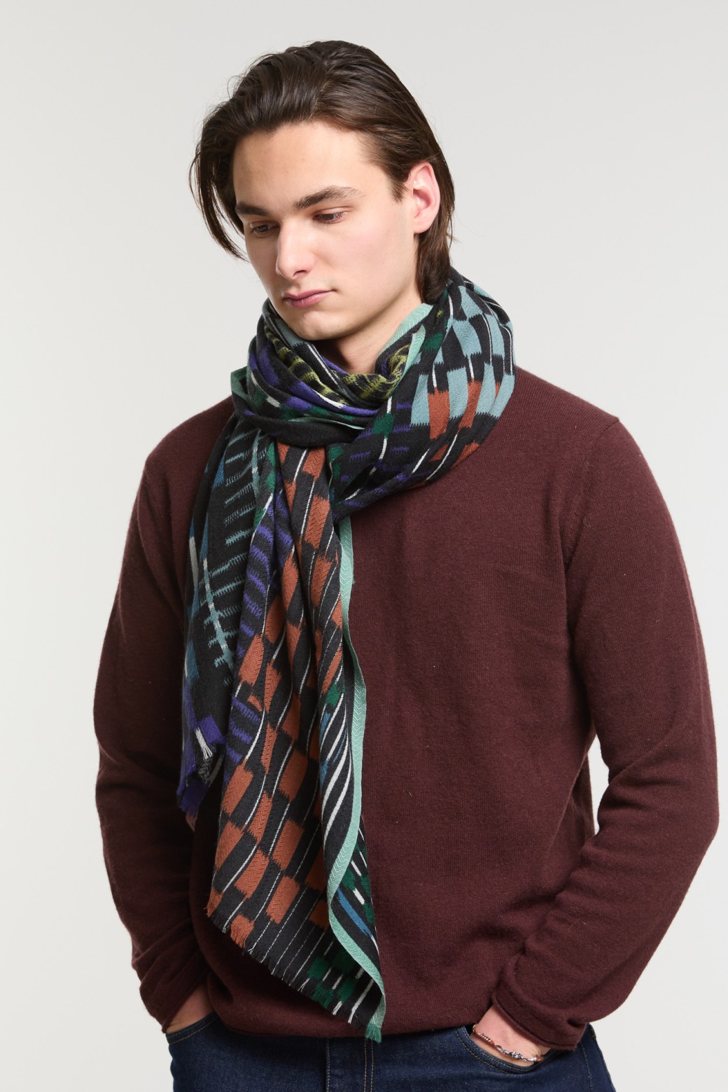 Foulard Saccade Noir Bleu Profond | Mapoésie Paris