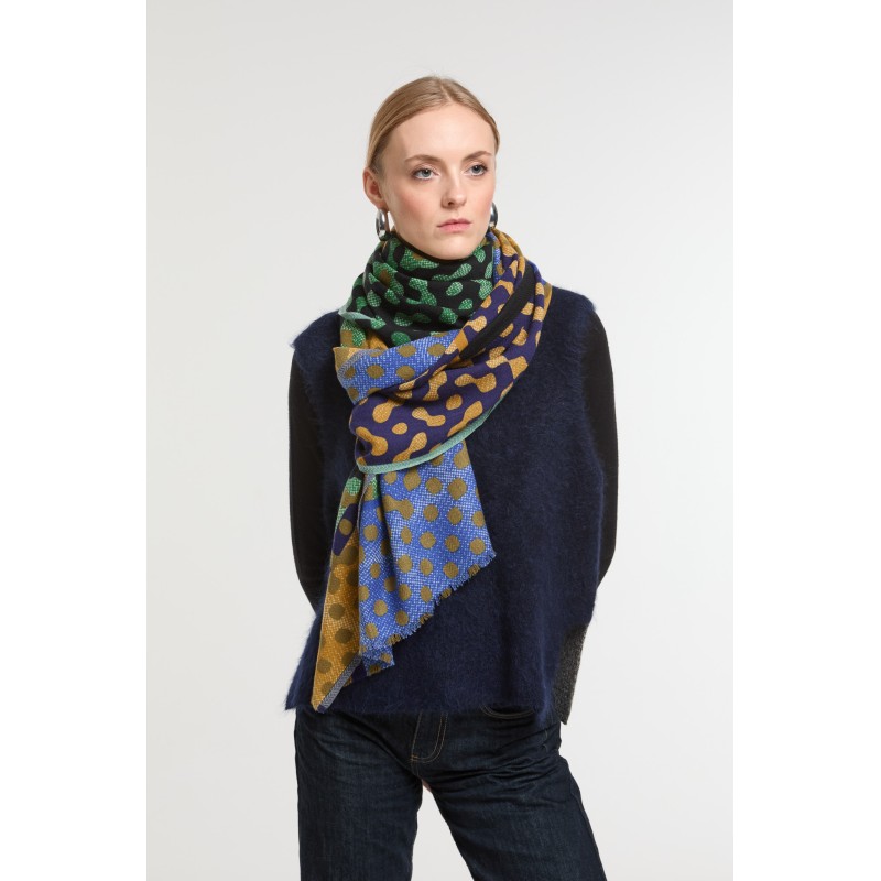 Foulard Variation Noir Vert Chic Moderne | Mapoésie