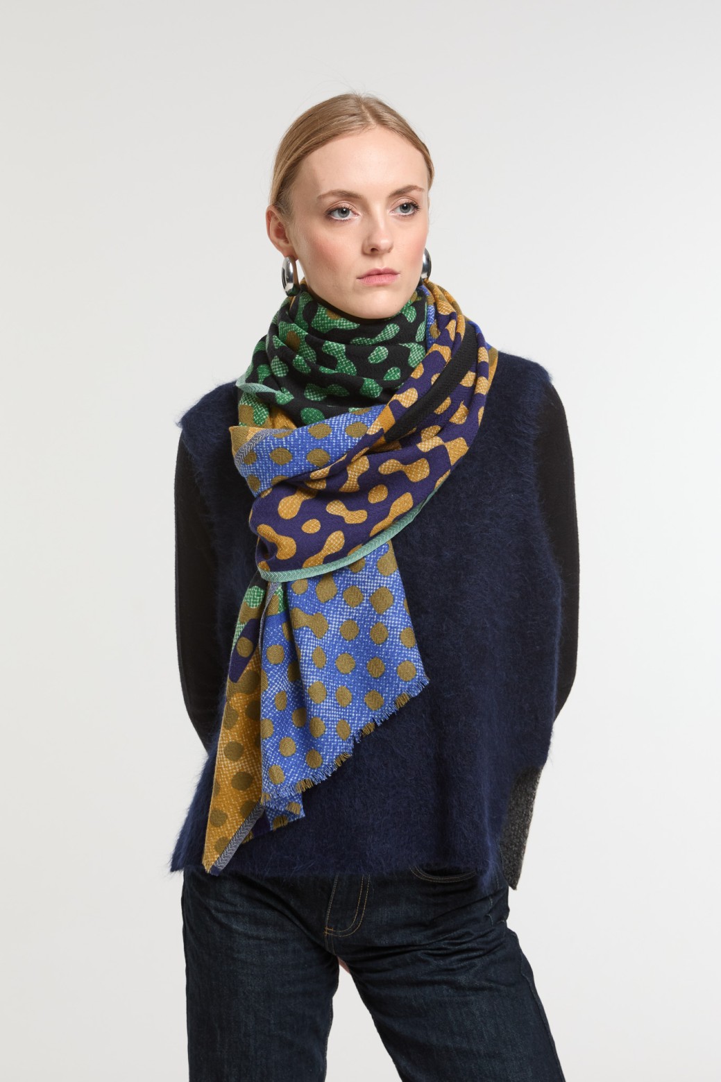Foulard Variation Noir Vert Chic Moderne | Mapoésie