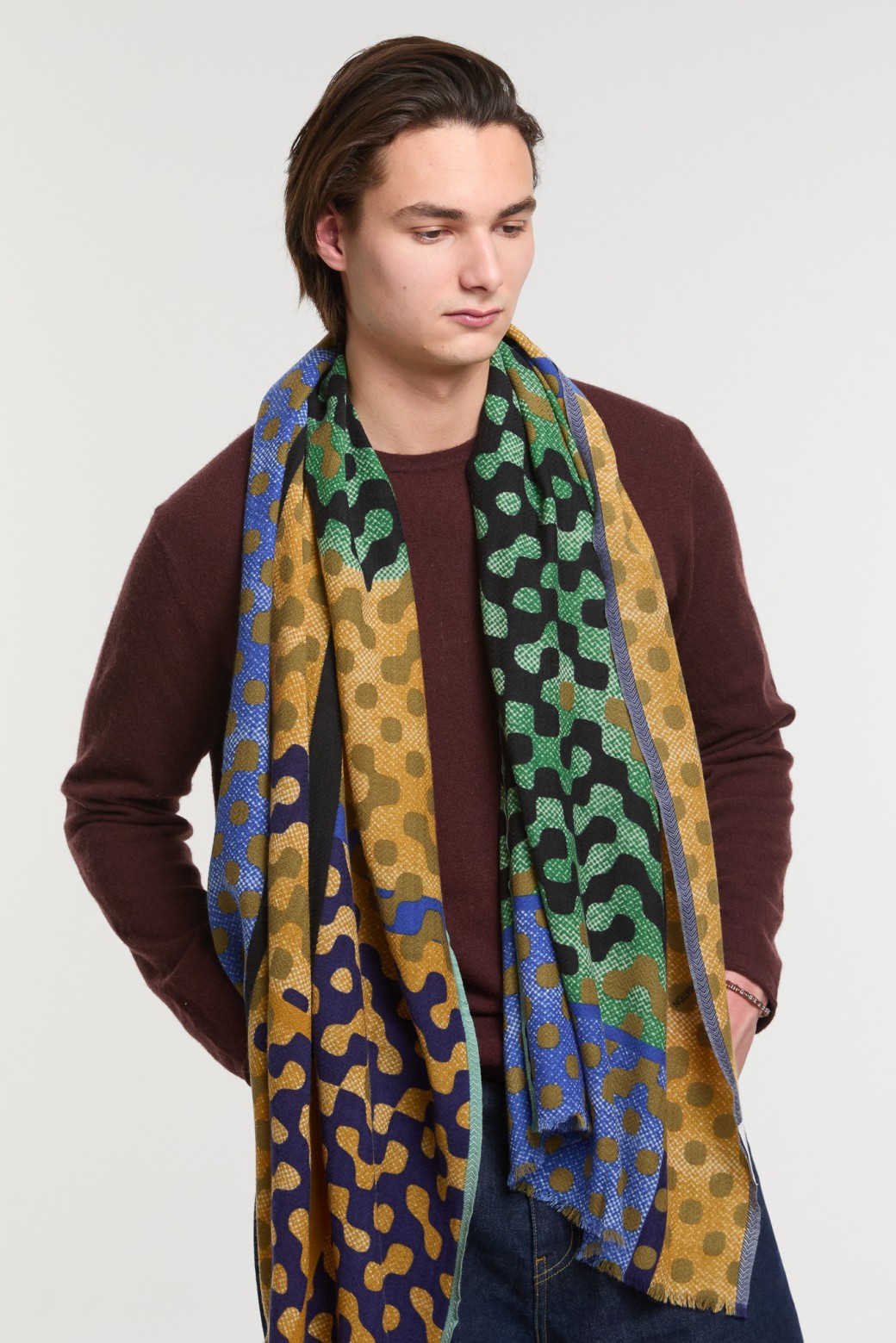 Foulard Variation Noir Vert Chic Moderne | Mapoésie