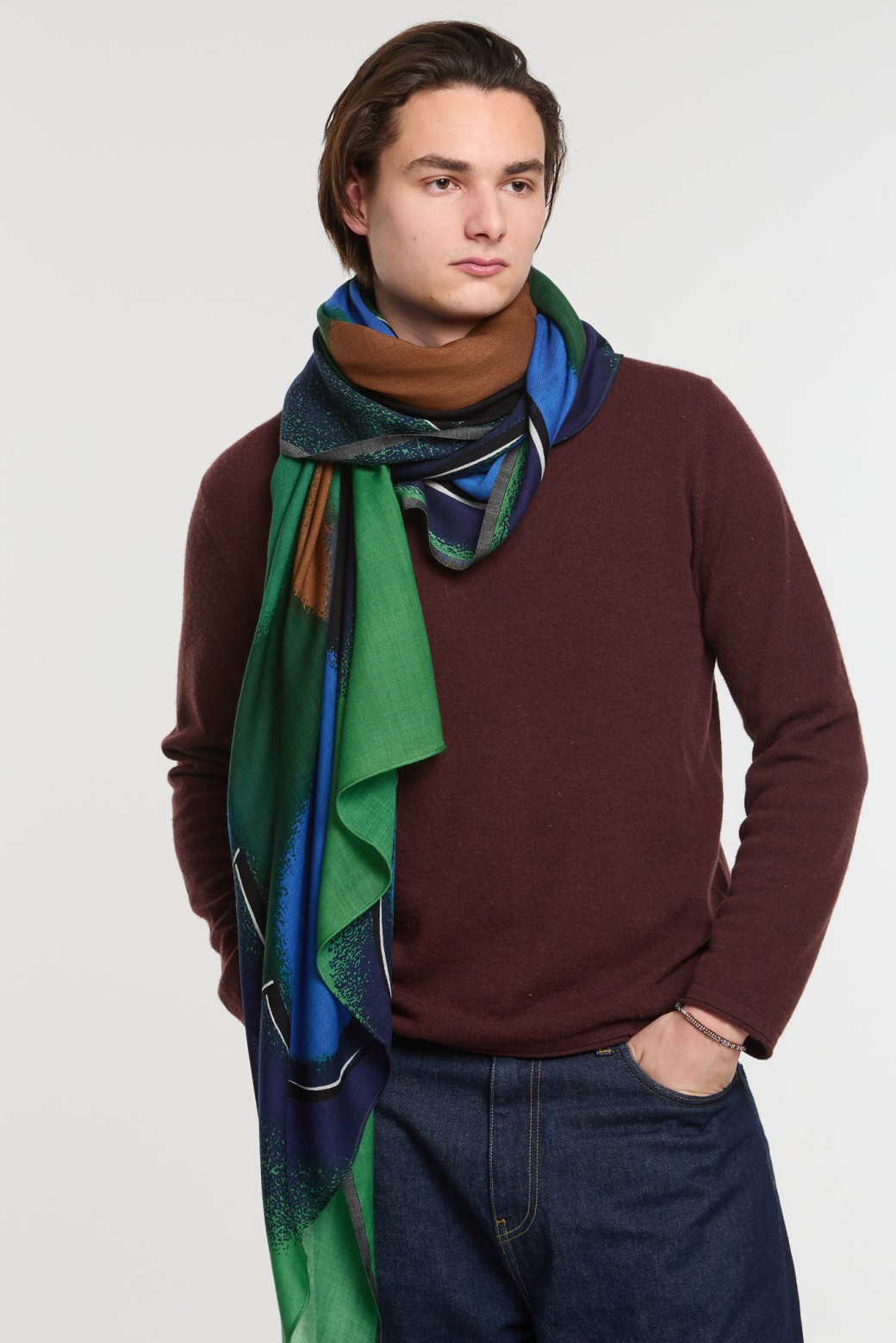 Foulard Aurae Vert Imprimé Arty | Mapoésie