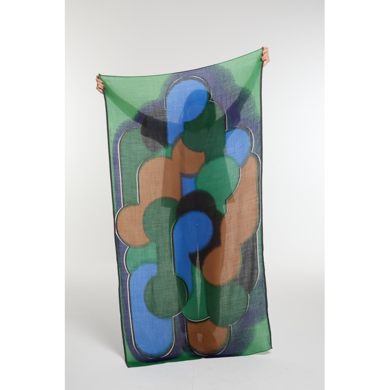 Foulard Aurae Vert Imprimé Arty | Mapoésie