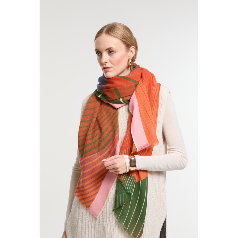 Foulard Astre Orange Design Céleste | Mapoésie Paris