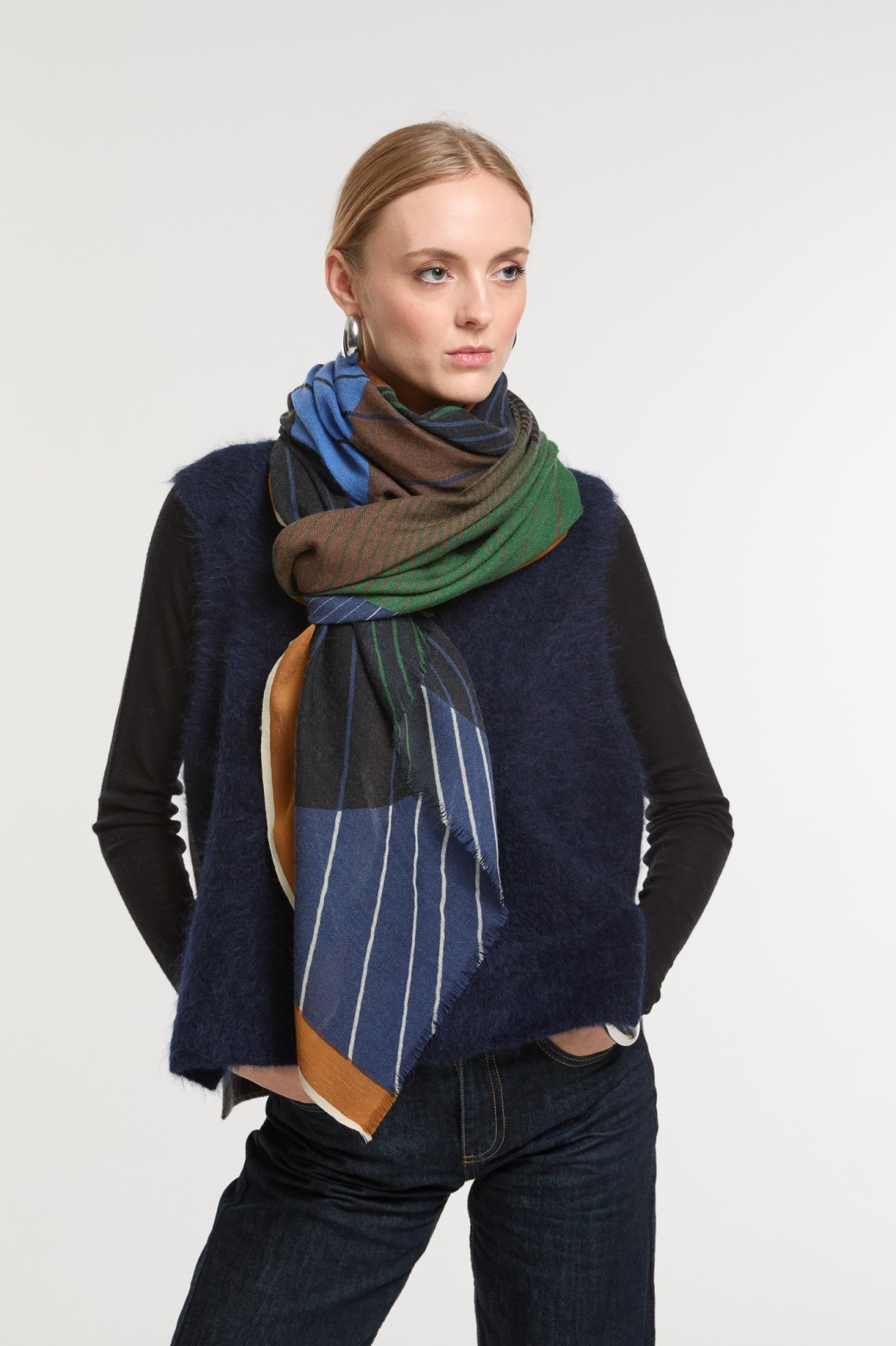 Foulard Astre Bleu Vert Style Unique | Mapoésie Paris