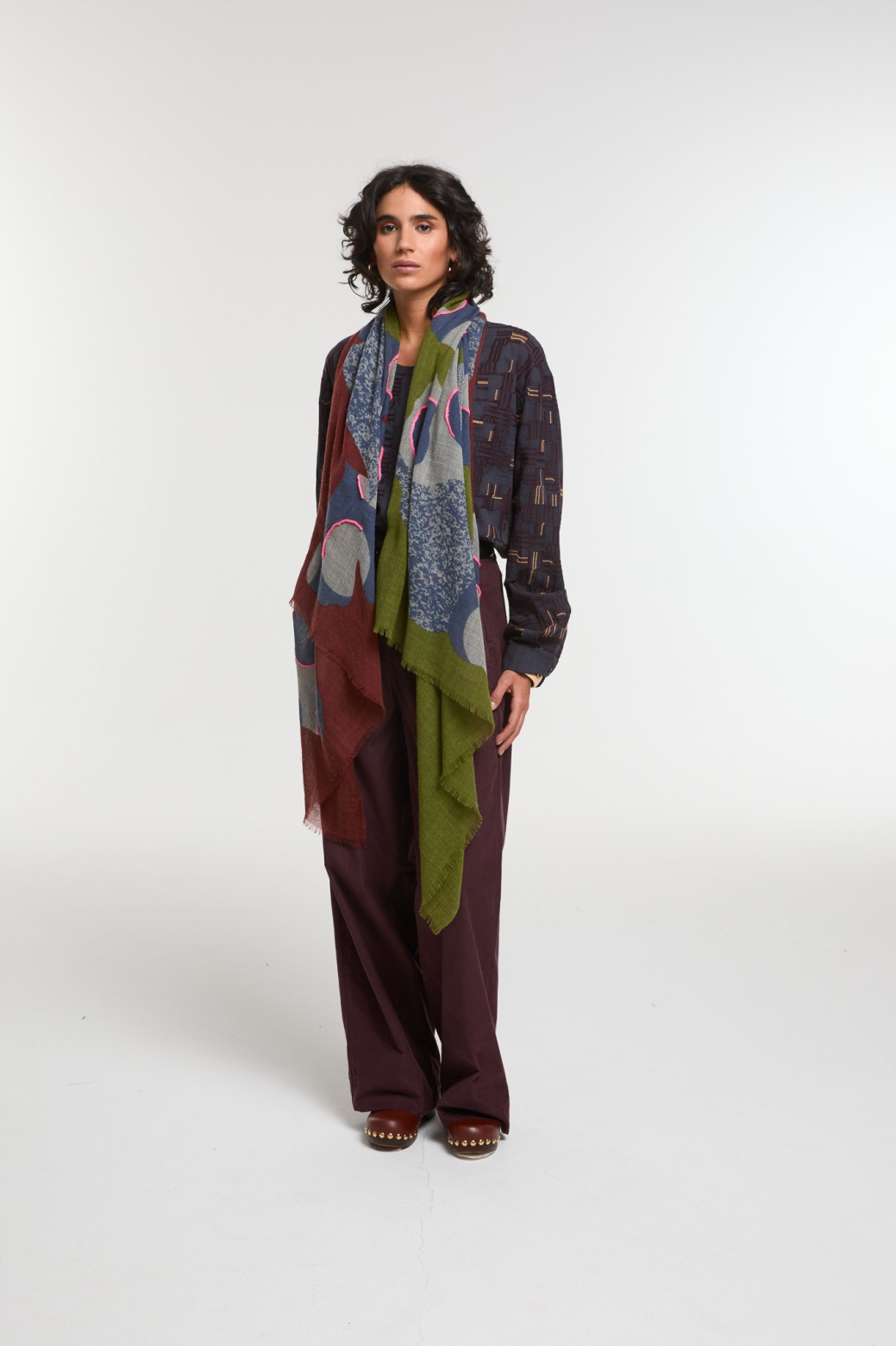 Foulard Éternel Kaki Rose Allure Arty | Mapoésie Paris