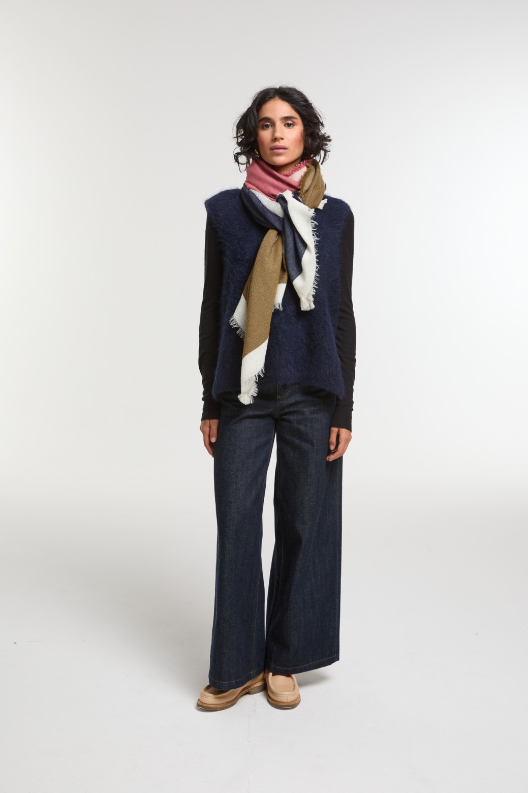 Foulard Suzon Marine Imprimé Chic | Mapoésie Paris