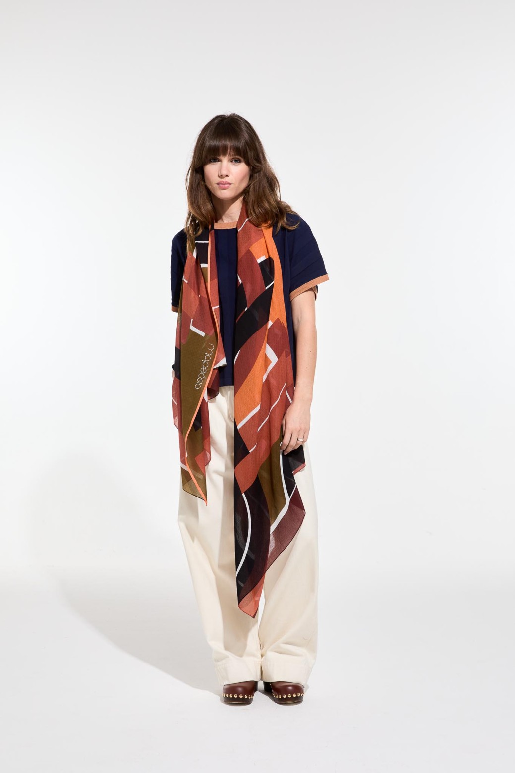 Foulard en coton Graphique Le Bal Caramel/Mapoésie