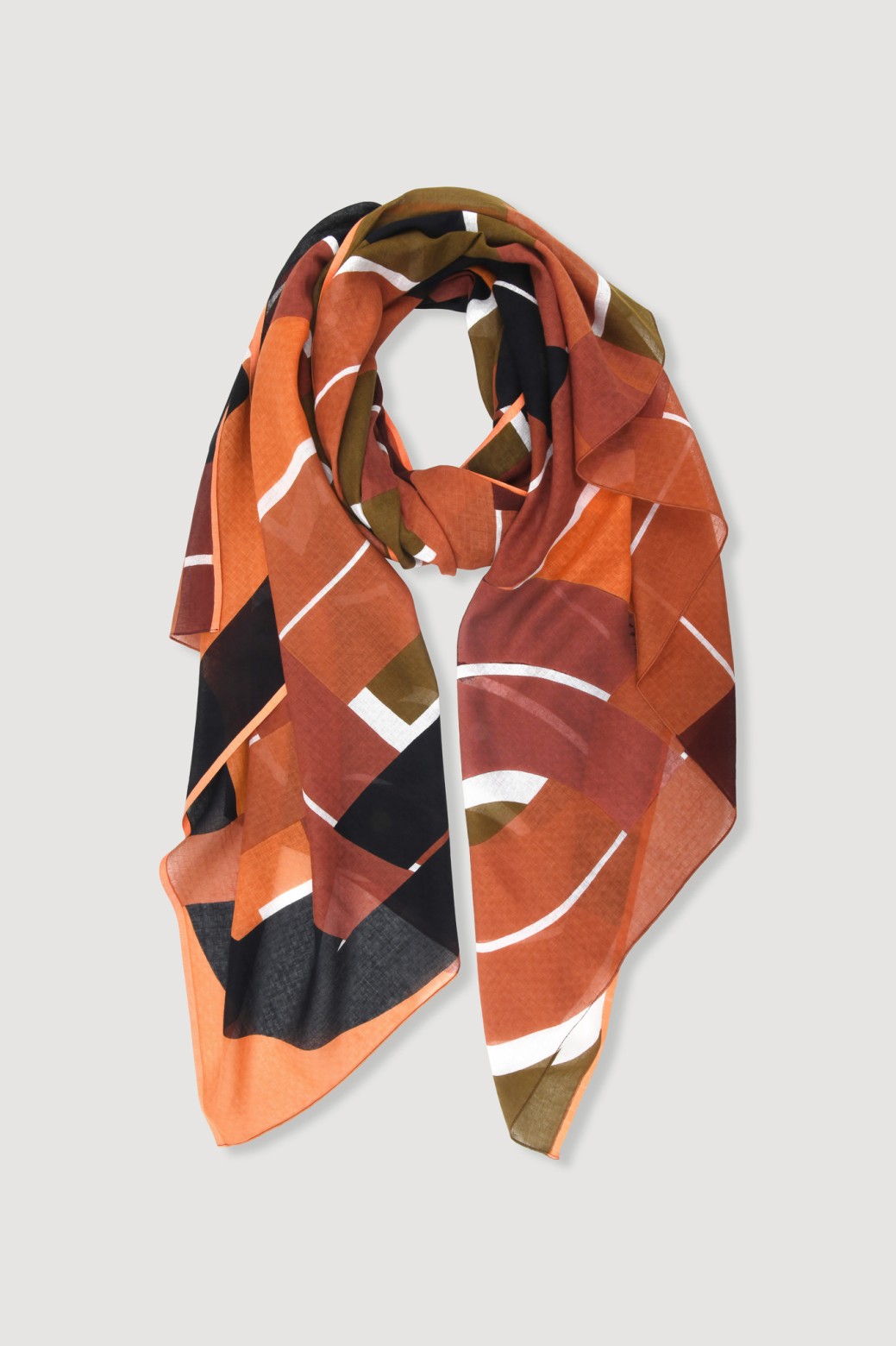 Foulard en coton Graphique Le Bal Caramel/Mapoésie