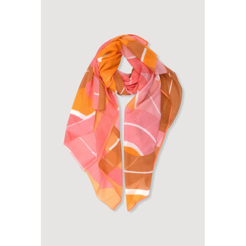Foulard en coton Graphique Le Bal rose/Mapoésie