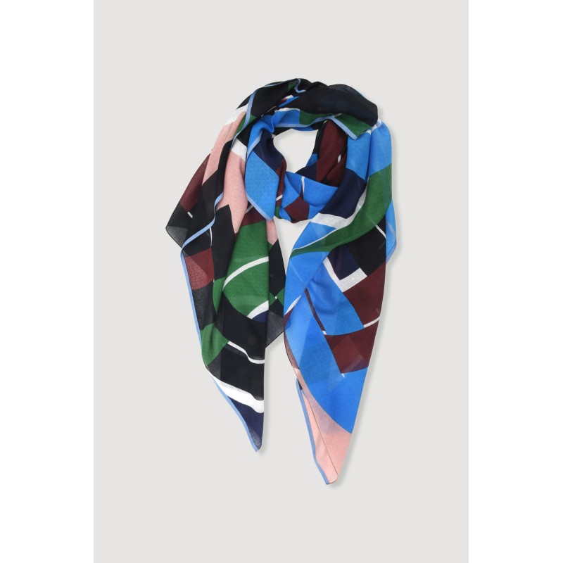 Foulard en coton Graphique Le Bal Bleu vert/Mapoésie
