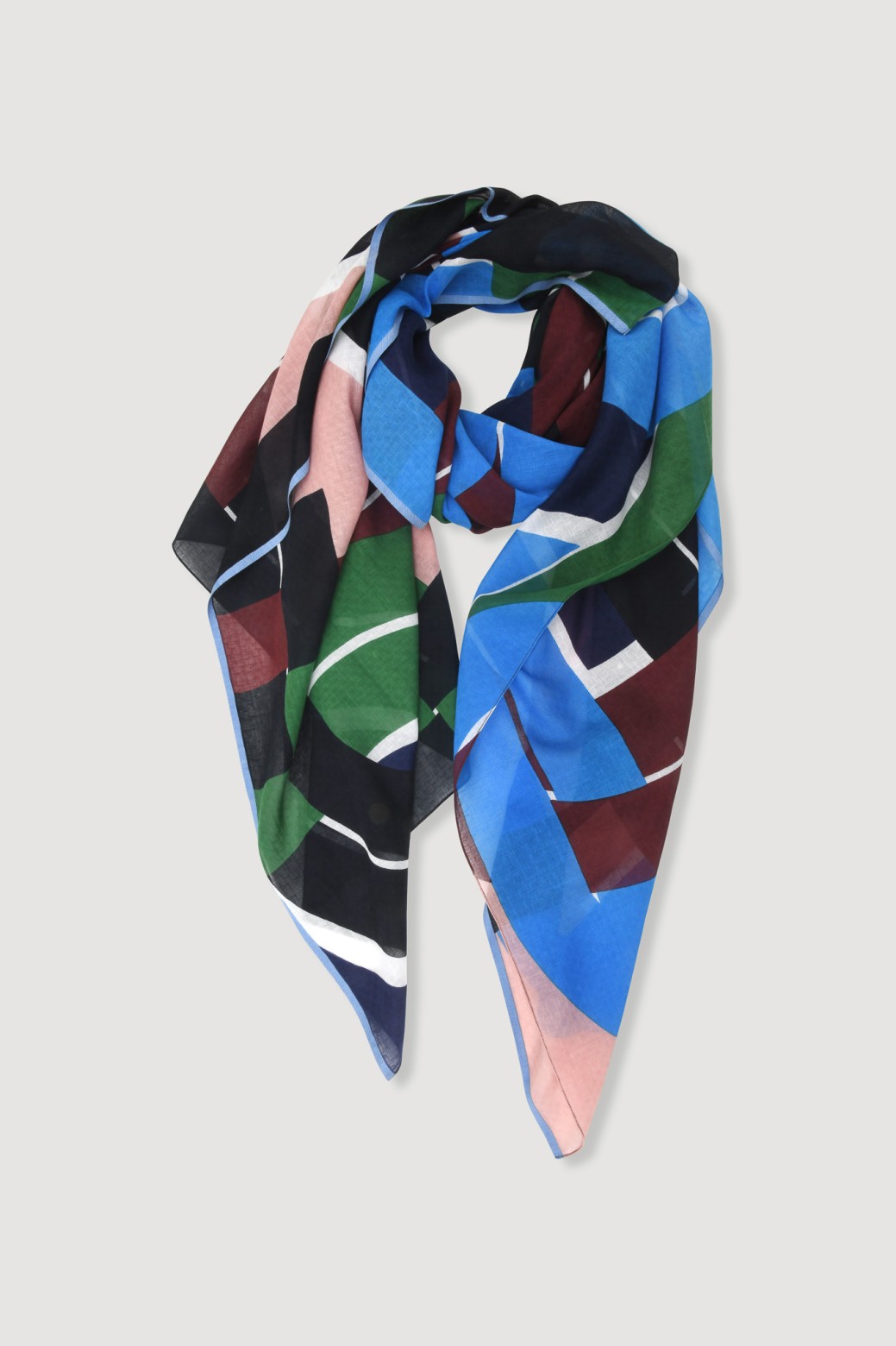 Foulard en coton Graphique Le Bal Bleu vert/Mapoésie