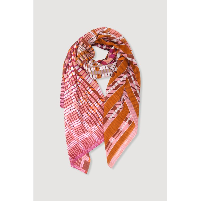 Foulard en coton Graphique Utopie rose/Mapoésie
