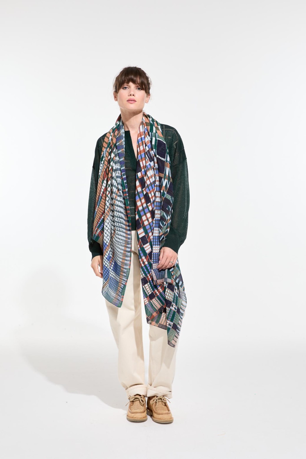 Foulard en coton Graphique Utopie bleu/Mapoésie