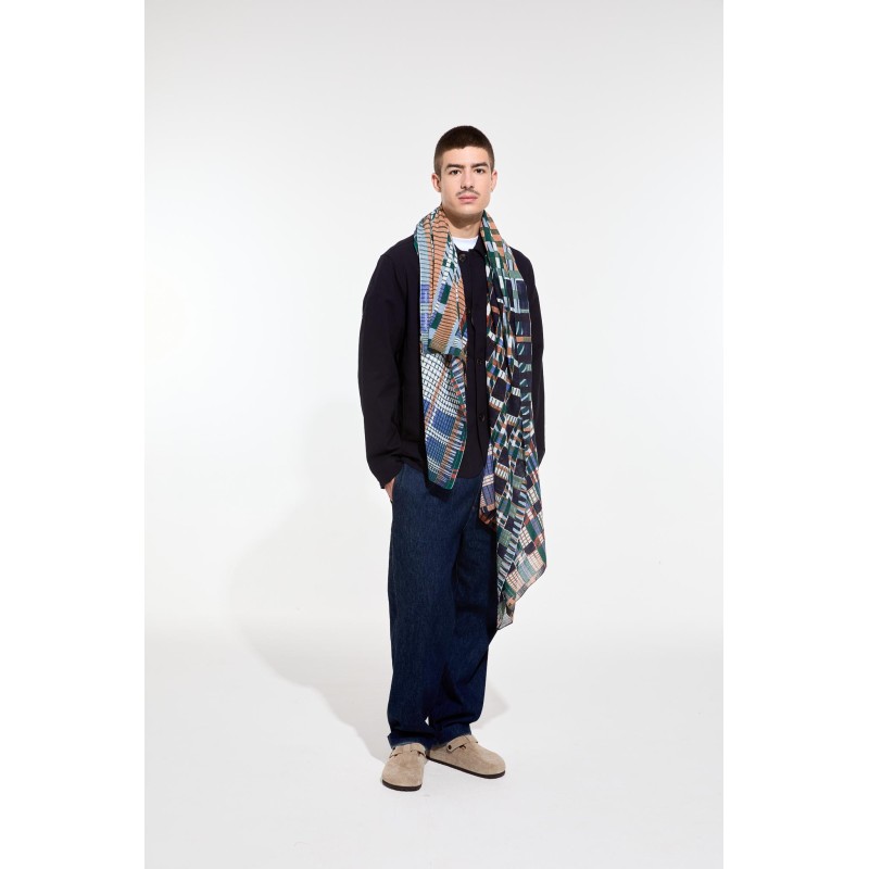 Foulard en coton Graphique Utopie bleu/Mapoésie