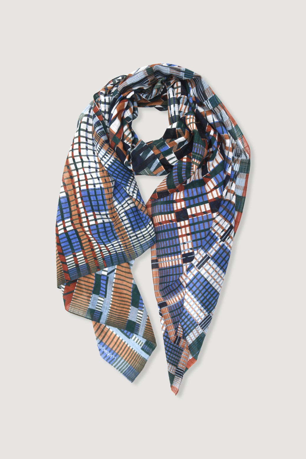 Foulard en coton Graphique Utopie bleu/Mapoésie