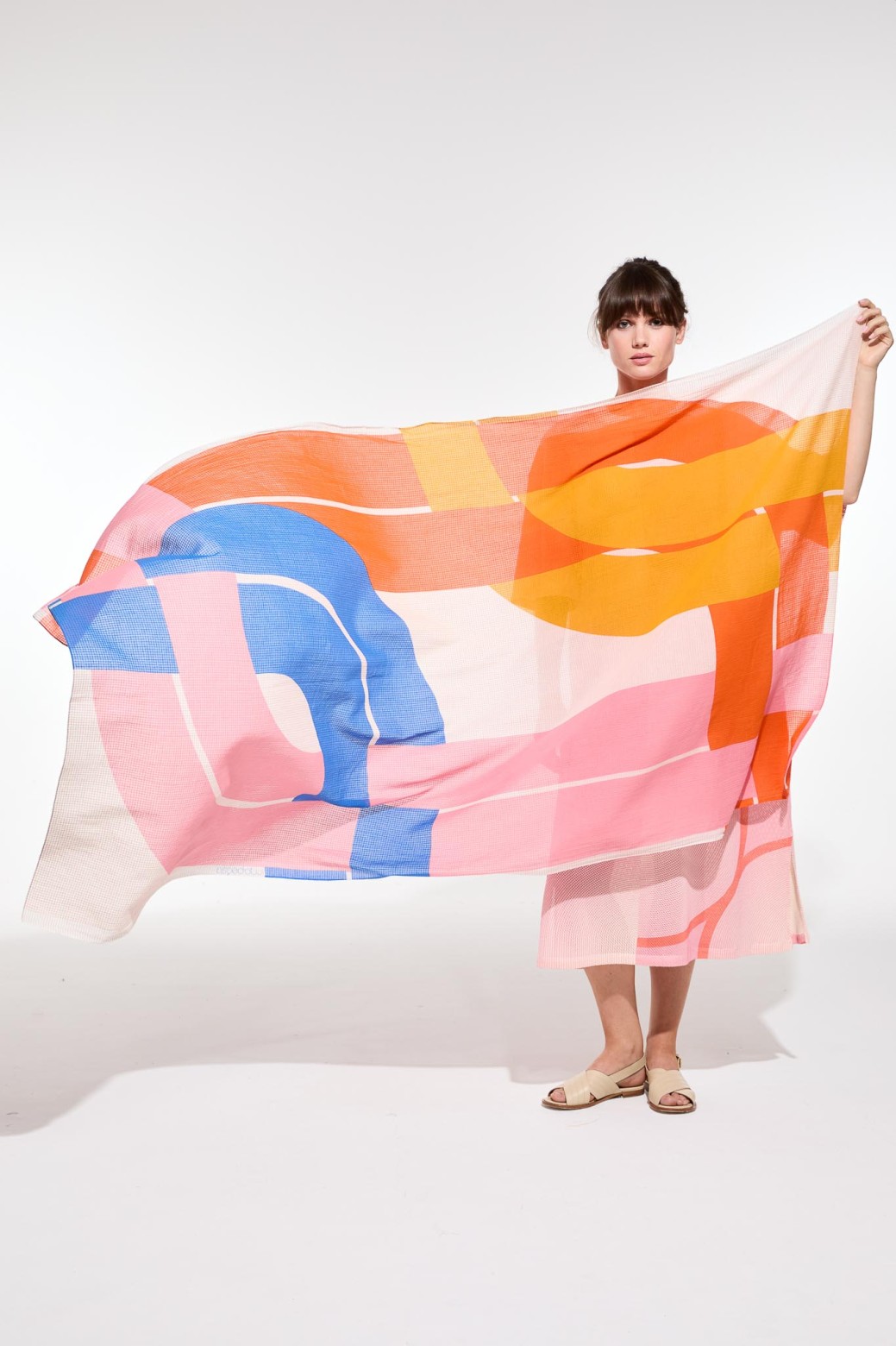 Foulard en coton Graphique Liane rose/Mapoésie