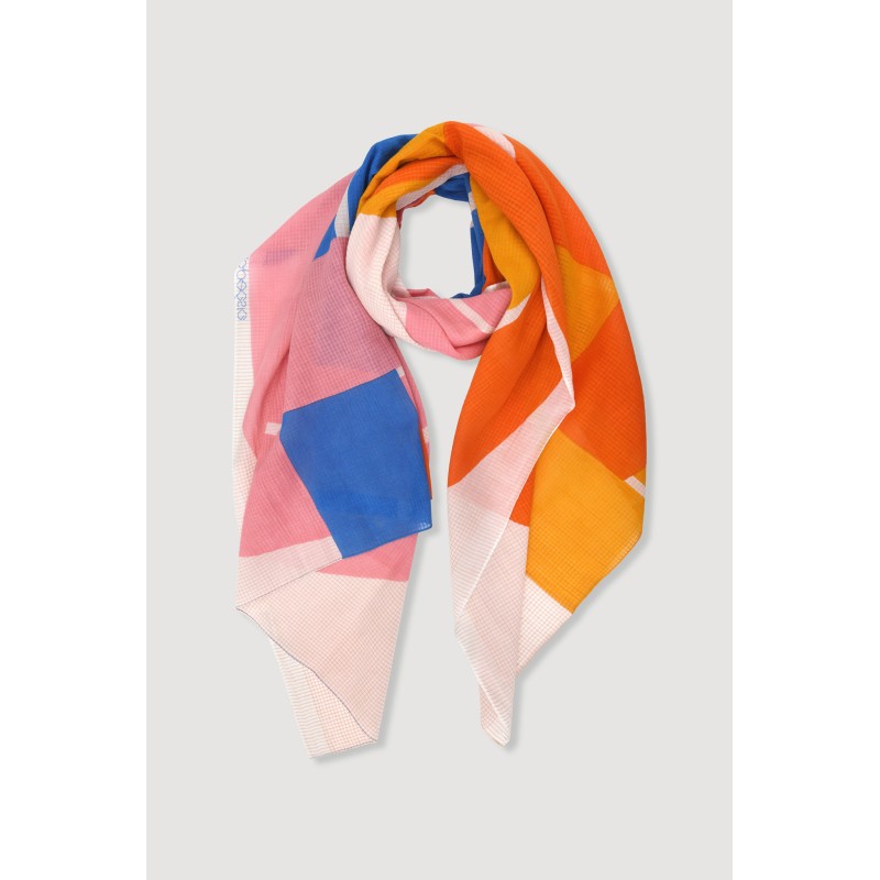 Foulard en coton Graphique Liane rose/Mapoésie