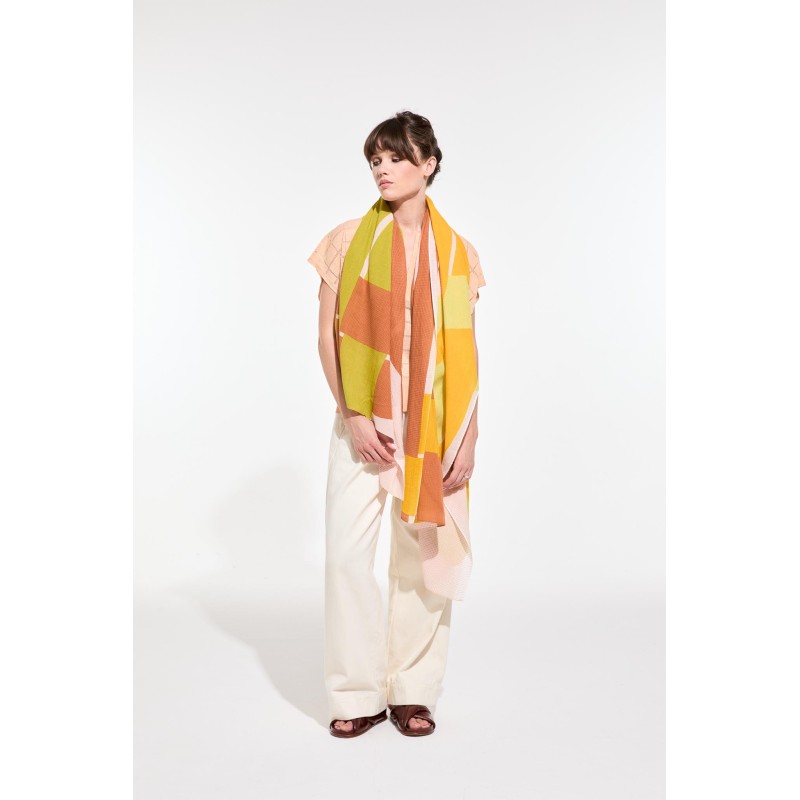 Foulard en coton Graphique Liane jaune/Mapoésie