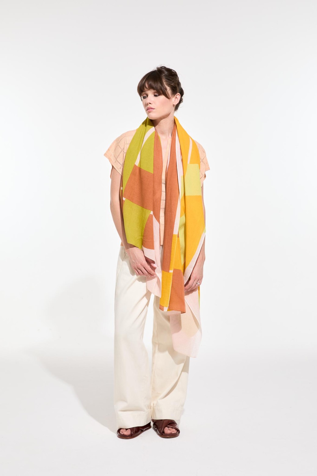 Foulard en coton Graphique Liane jaune/Mapoésie