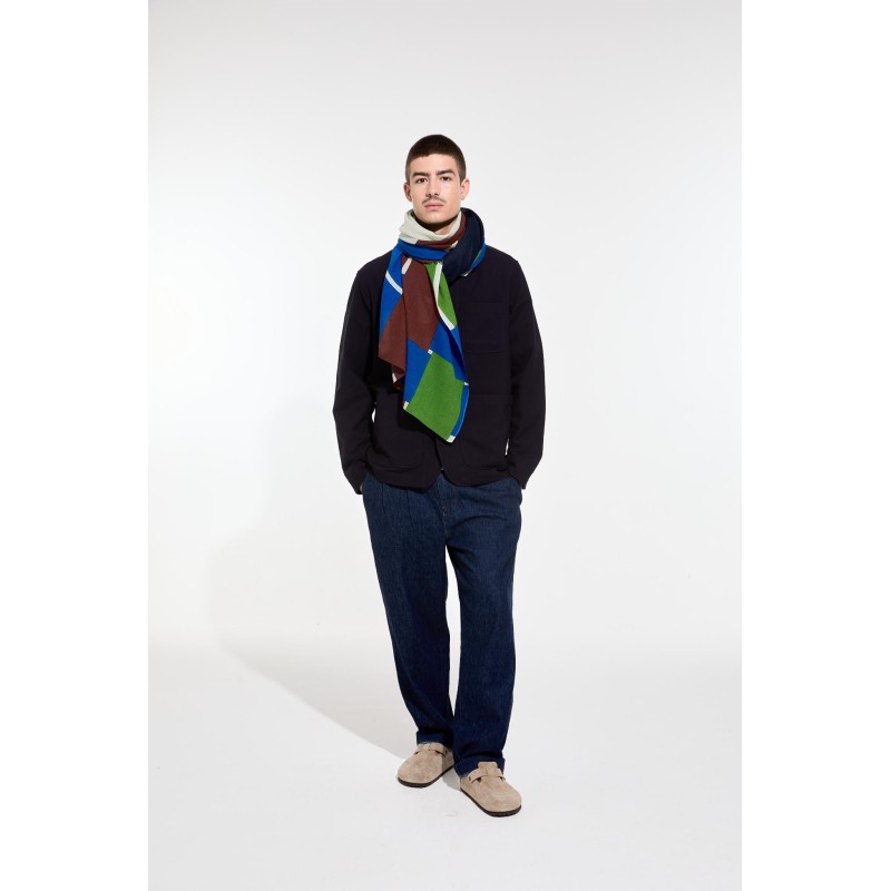 Foulard en coton Graphique Liane bleu vert/Mapoésie