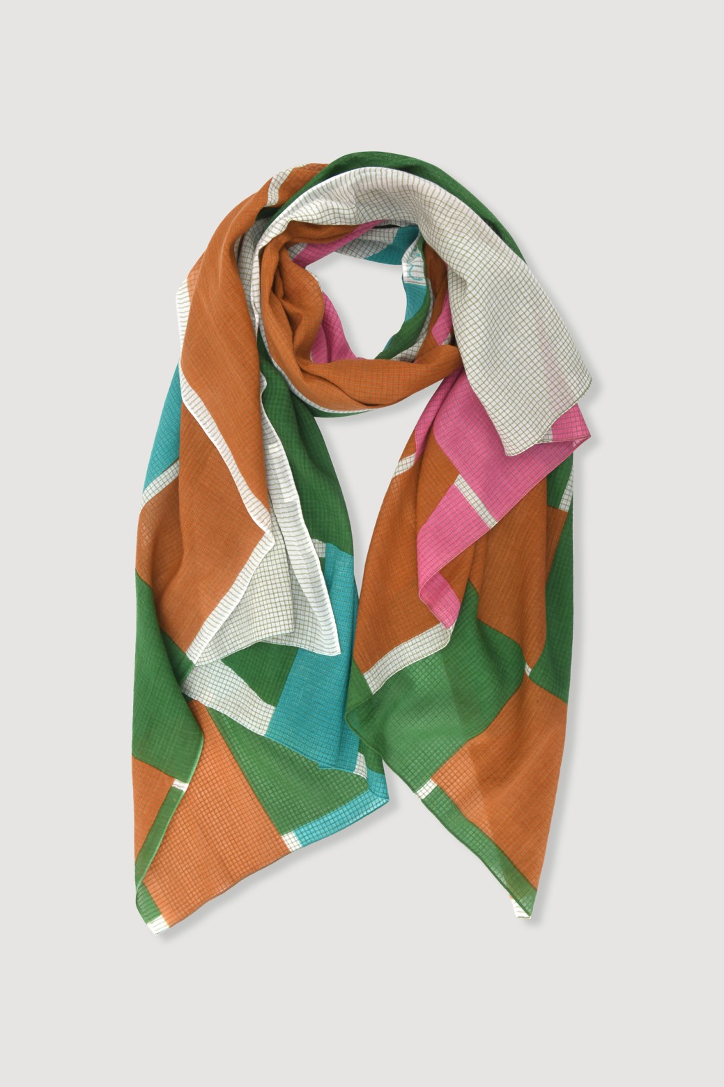 Foulard en coton Graphique Liane vert rose/Mapoésie