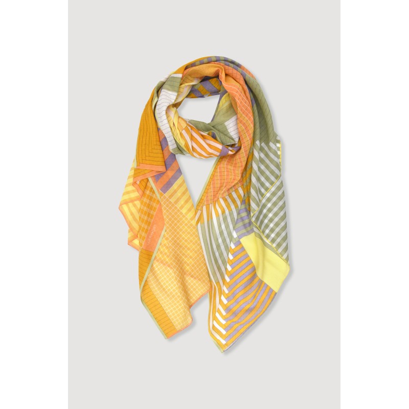 Foulard en coton Graphique Cascade jaune/Mapoésie